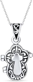 Sterling silver Christian cross prayer box locket