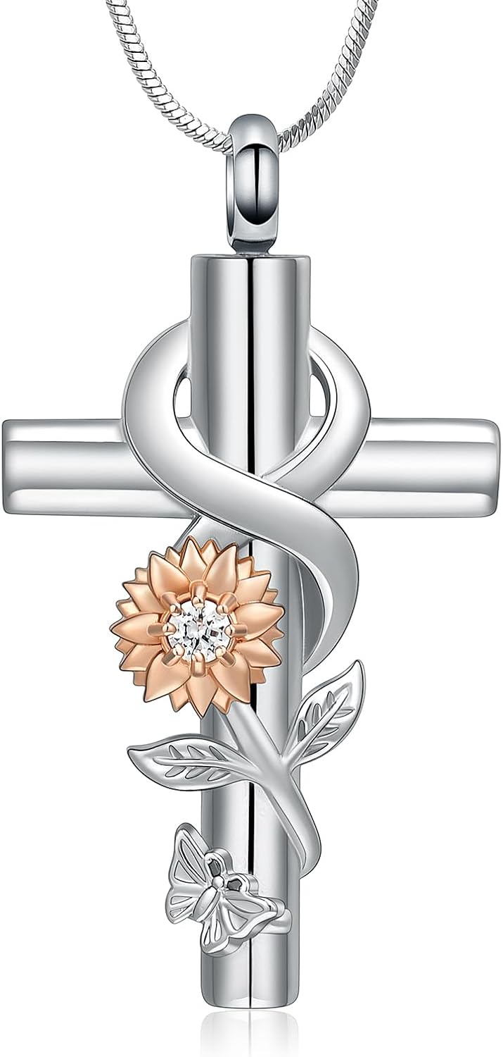 Heart of Eternity cross urn necklace