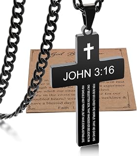 Men’s cross necklace with Bible verse