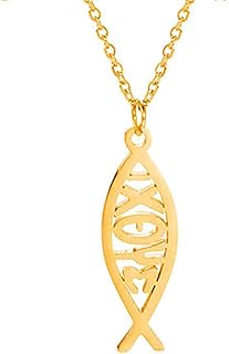 Stainless steel Christian fish pendant necklace