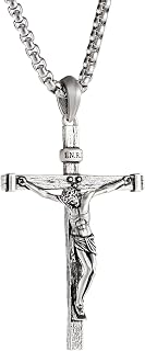 Sterling silver Catholic crucifix pendant necklace