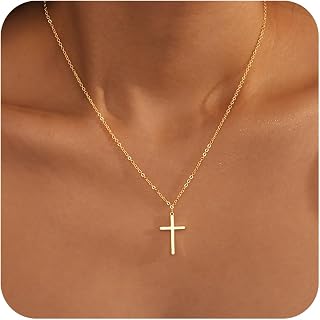 Dainty gold plated cross choker necklace