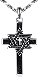 Sterling silver Star of David cross necklace