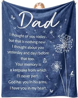 Soft flannel memorial blanket for loss of dad