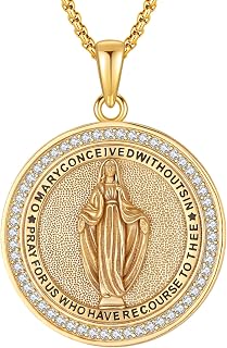 Sterling silver Virgin Mary medal necklace