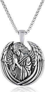 Vintage praying guardian angel medallion necklace