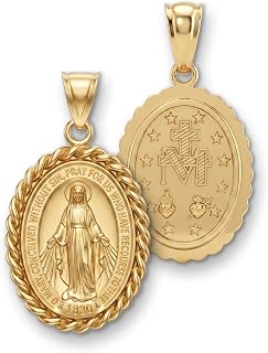 14K gold Virgin Mary Miraculous Medal pendant