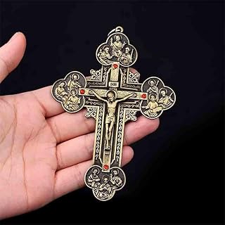 Saint Benedict pattern crucifix pendant necklace