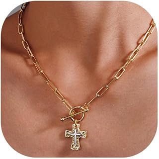 Chunky double cross paperclip chain necklace