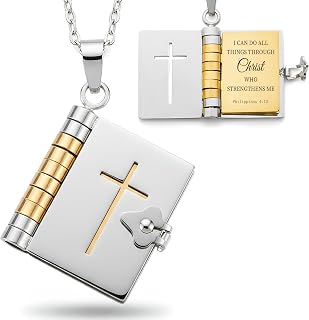 Openable Jesus Bible verse cross necklace