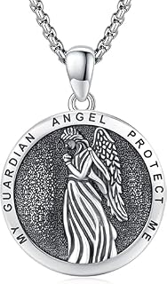 Sterling silver St Michael guardian angel necklace