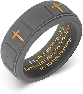 Jesus cross silicone wedding band rings