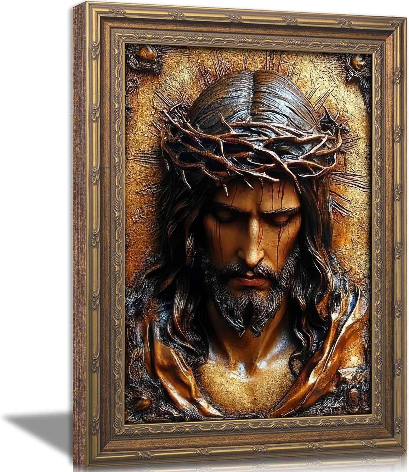Vintage gold framed Jesus portrait