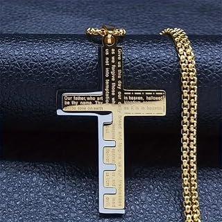 Stainless steel Christian Bible cross necklace