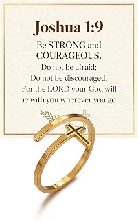 Adjustable gold cross inspirational thumb ring