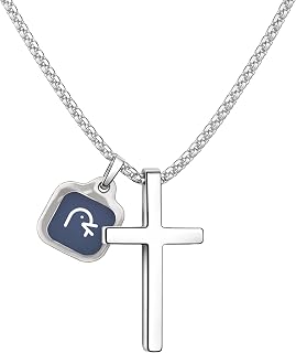 Men’s Bible verse cross necklace with scan