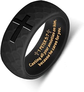 Christian silicone cross wedding band rings