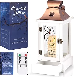 Memorial lantern with candle light for family